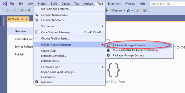 Open NuGet Package Manager Console
